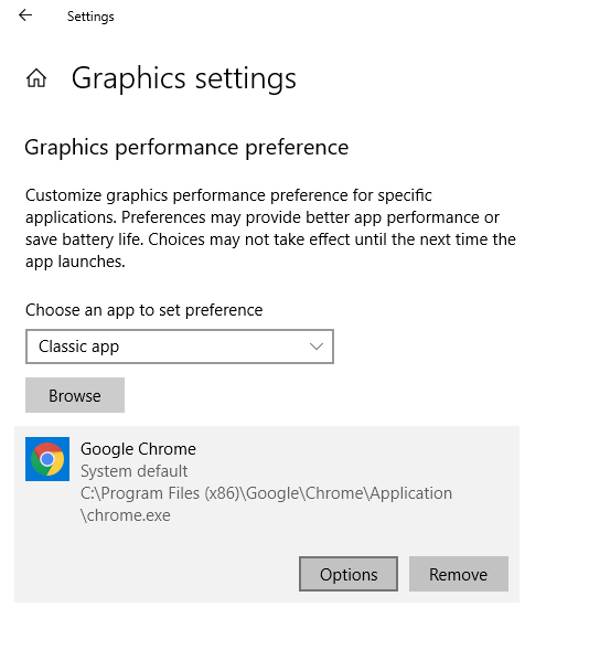 Windows 10 Choose an app to set preference screen